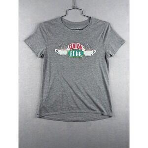 Friends Central Perk Graphic T-Shirt Gray Short Sleeve Crew Neck Tee Small